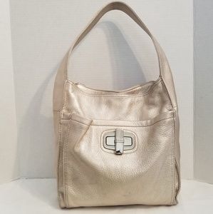 B. Markowsky Large Gold Leather Shoulder Bag